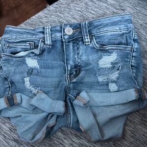 Blue Distressed Denim Shorts